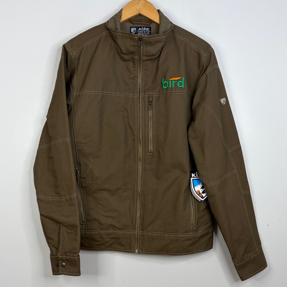 New Kuhl Burr Jacket Mens Large Brown Canvas Fleece Lined Workwear Travel Rugged
